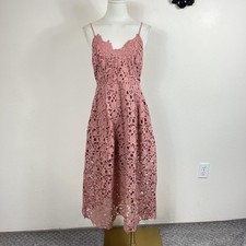 ASTR The Label Dress Womens Large Pink Lace Sweetheart Midi Fit Flare Party