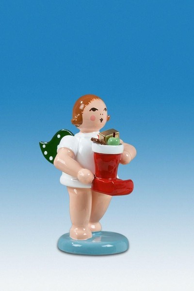 Holzfigur Engel Mit Nikolausstiefel Ohne Krone HöHe 6Cm NEU Holzengel Instrument-image