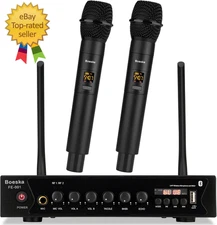 Wireless Microphone System UHF Dual Cordless Handheld Microphones