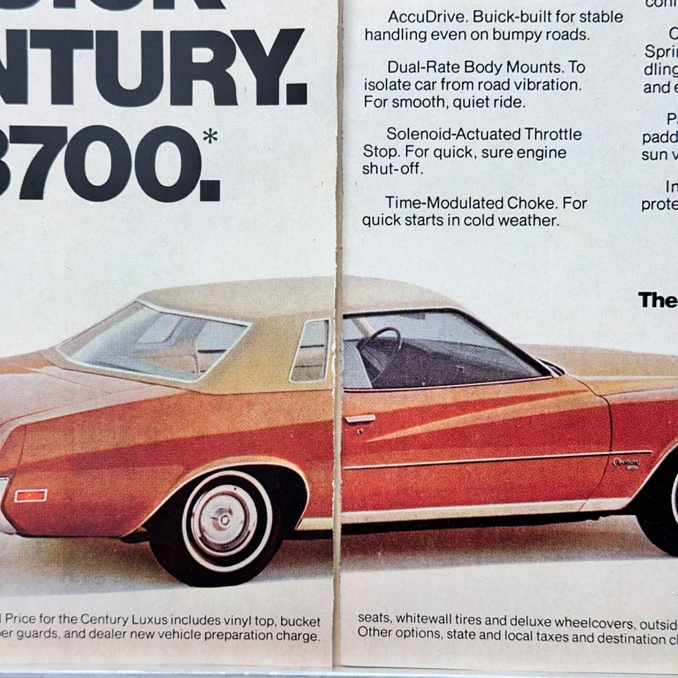 1972 Buick Century Vintage Print Ad Red Orange Coup General Motors - Image 2 of 3