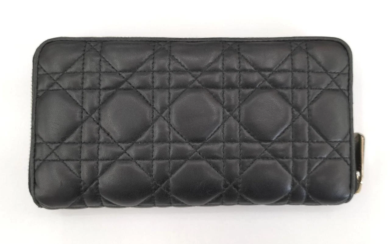 Dior — Christian Dior Cannage Black Long Wallet 7.4 inch