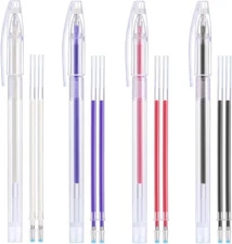 Onwon Heat Erasable Fabric Marking Pens with 8 Refills, 4 Colors Heat Erasable P