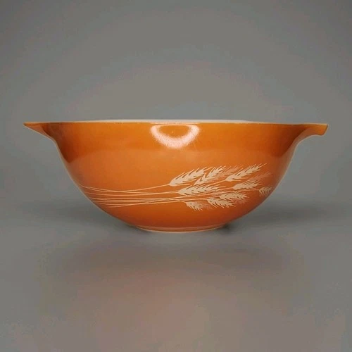 Vintage Pyrex 443 Autumn Harvest Wheat Mixing Bowl 2.5 Qt Orange Cinderella –EUC