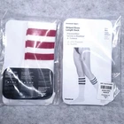 2 pair American Apparel  Striped Knee High Socks Whte/Pink OS(RED) NEW OLD STOCK