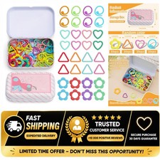 Jmuiiu 80PCS Metal Stitch Markers, 4 Styles Colorful Crochet Markers