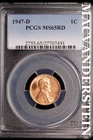 1947-D Lincoln Wheat Cent-PCGS MS 65 Red Choice Gem BU No Reserve #SLK1000