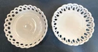 2 Challinor Taylor White Milk Glass Bowls-Scroll & Eye/Lace Lattice Edge 1890s