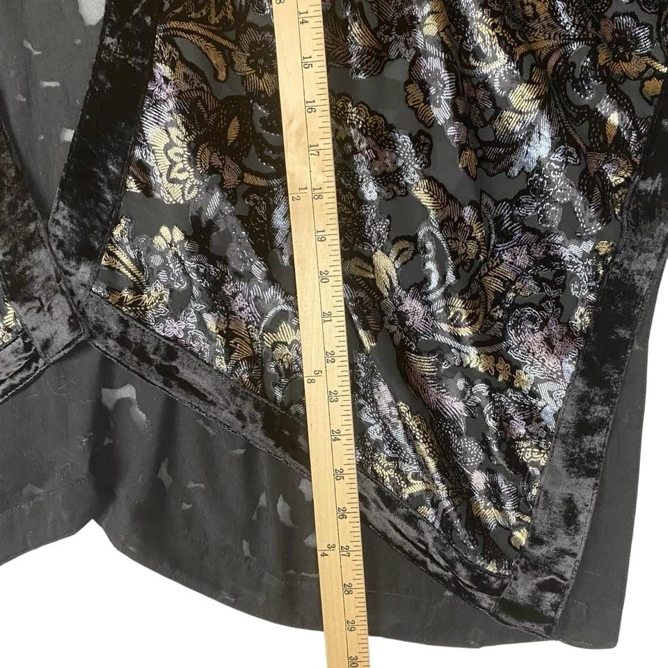J Jill Terciopelo Burnout Semi Transparente Kimono Ruana Negro Púrpura Hada Oscura S-L Foto 4 de 4