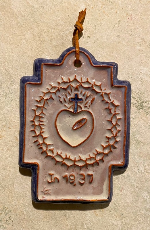 Gospel of John 19:37, Crucifiction hand made, glazed plaque 4 1/2 x 3 1/4