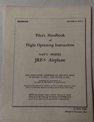 Grumman Goose Navy Model JRF-5 Airplane Flight Operating Instructions-Copy