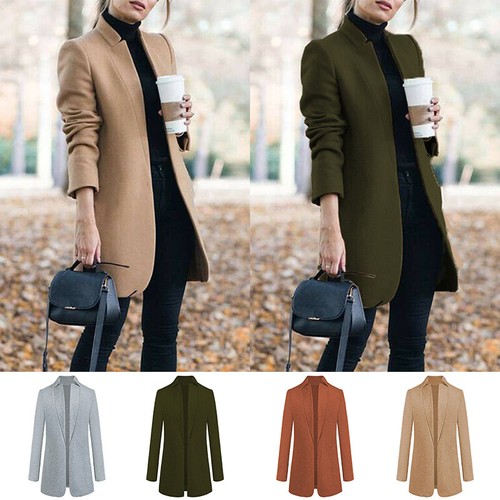 Womens Slim Trench Coat Long Jacket 