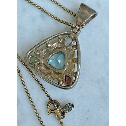 HANDWROUGHT 925 STERLING SILVER MULTIGEM PENDANT NECKLACE SKY - Picture 4 of 8