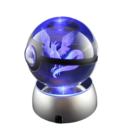 Poke 3D Crystal Ball Lamp Articuno Engraving Illusion Night Light