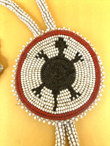 ARROWHEAD & AUTHEITIC INDIGENOUS SOUTHWEST GLASS SEED BEADWORK NECKLACE LEATHER - Picture 3 of 9