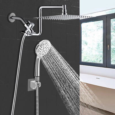 10'' Rainfall Shower Head Combo Adjustable High Pressure Homes Hand Shower System