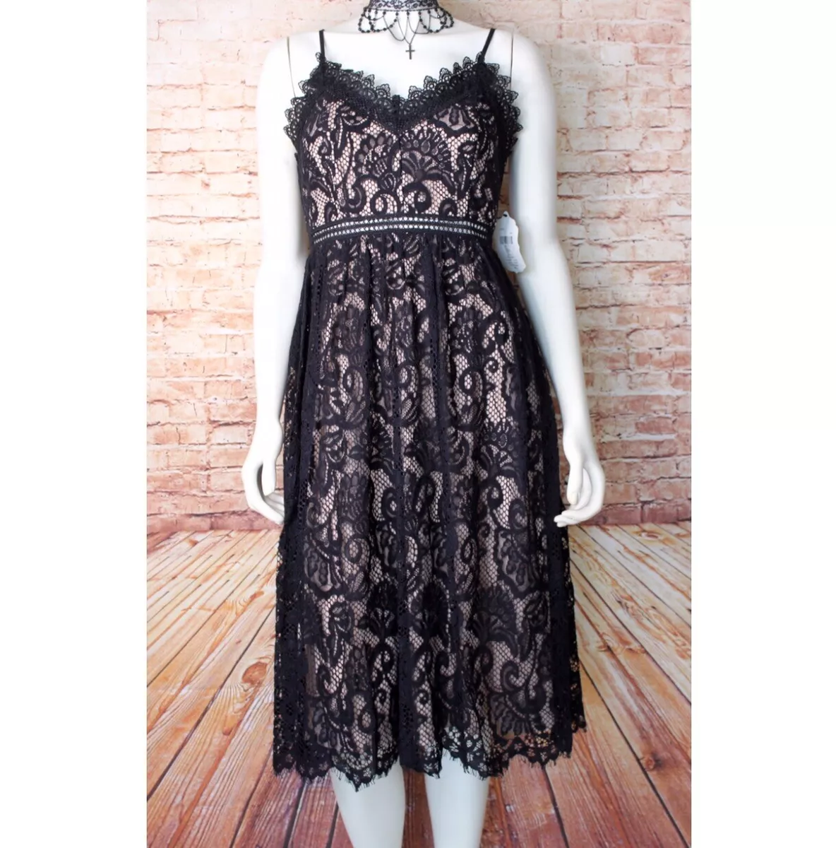 White dress with top black lace overlay
