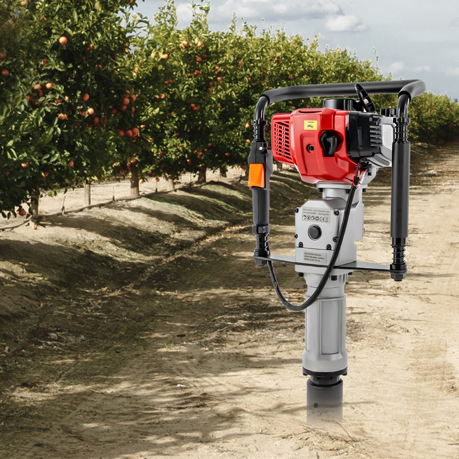 52cc Gas-Powered T Post Driver 2-Stroke Fence Push Pile Driver Hammer Engine