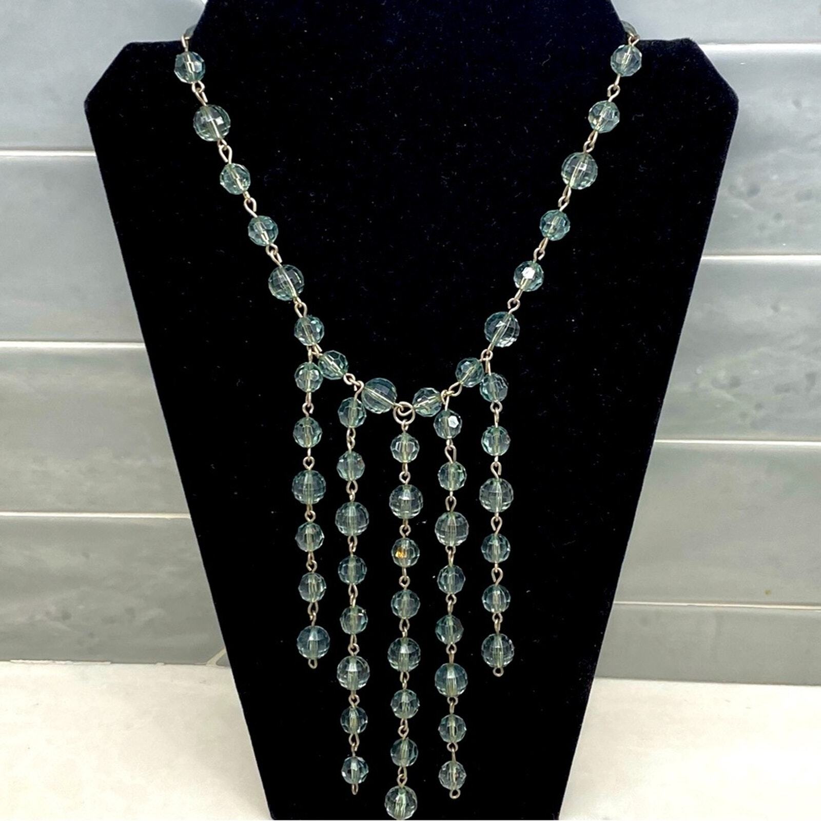 Multi strand waterfall beaded Statement necklace … - image 1