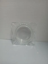 Vintage 4.25in Square Clear Glass Ashtray