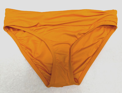 LA BLANCA sz 4 Bikini Bottoms Island Goddess banded hipster bright orange 1649