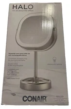 Conair HALO Double Sided LED,Lighted Makeup Vanity Mirror, 1x - 10x Magnifying