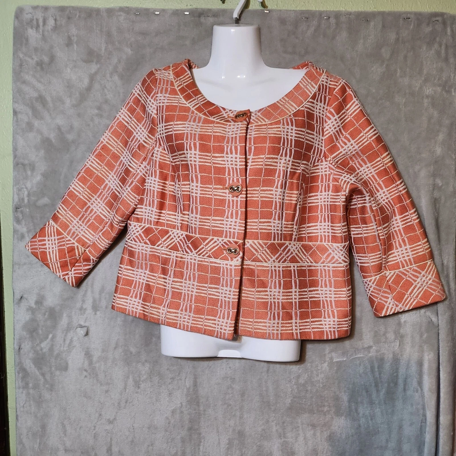 Giacca donna vintage Merona Oldey Money stilel Chanel Gran C Lrancione bianco