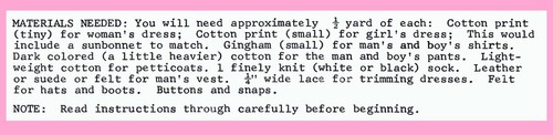 BARBIE KEN PIONEER Doll Family Fabric Sewing Pattern Vintage Mail Order Copy - Picture 2 of 2