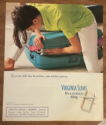 1997 Virginia Slims Cigarette Woman Thing Not Done Packing Suitcase 90s  Print Ad