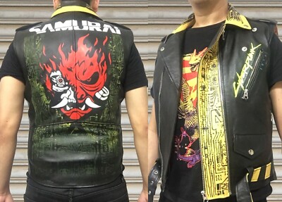 Cyberpunk Hand-painted hand-made cosplay punk leather vest. Size Small Slim