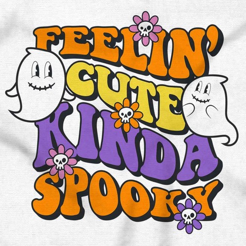 Halloween Ghost Feelin Cute Kinda Spooky Womens Crewneck Sweatshirt Pullover - Picture 2 of 7