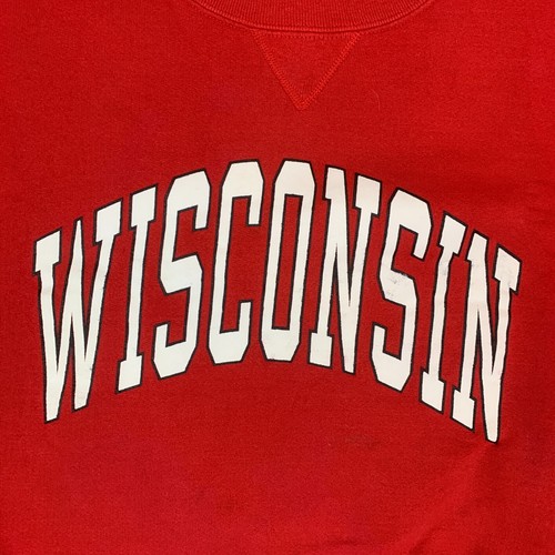 Russell Athletic Wisconsin Vintage Red Pullover Sweatshirt Size Approx. XL - Picture 4 of 23