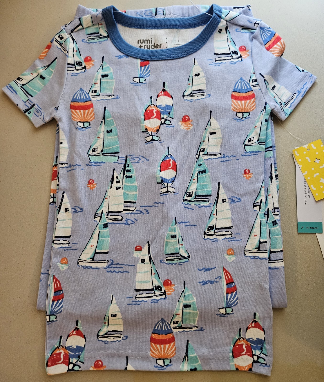 Size: 7 Boys Sail Boat PJ Set with Pants