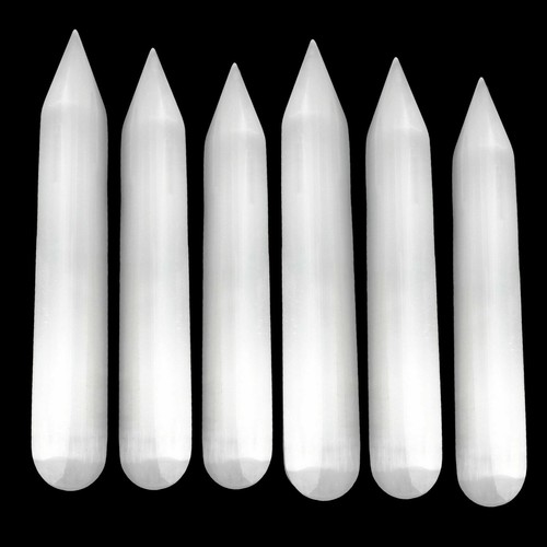 Smooth Polished Selenite Wands LOT of 5 Natural Crystal Massage Wands Reiki Ener - Picture 2 of 4
