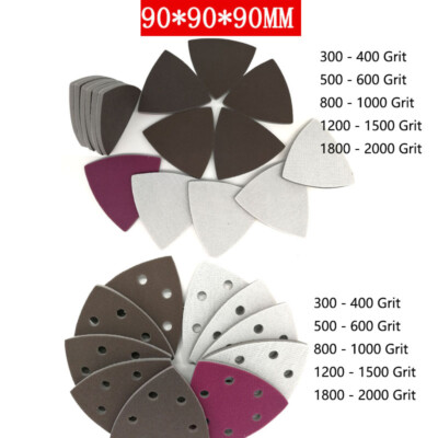 Dreieck Polierschwamm Polierscheibe mit Klett Polierpad Schleifpapier 90x90x90mm