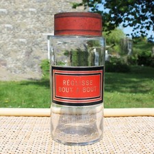 Ancien pot à pharmacie en verre RÉGLISSE BOUT A BOUT