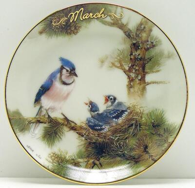 Blue Jay Bird Bless this House March Collector Plate Bradford Exchange Lena Liu
