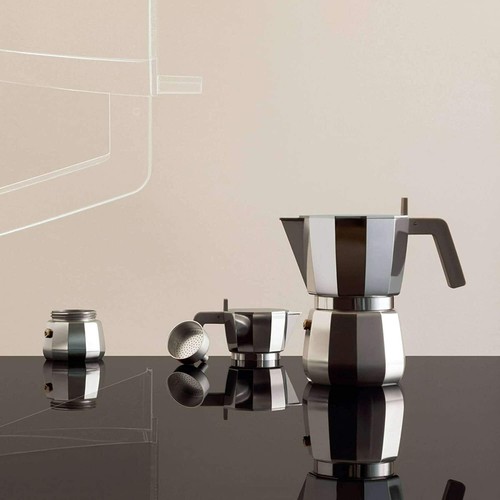 Alessi "Moka" Aluminum 6 Cup Espresso Coffee Maker - Gray - 第 3/5 張圖片