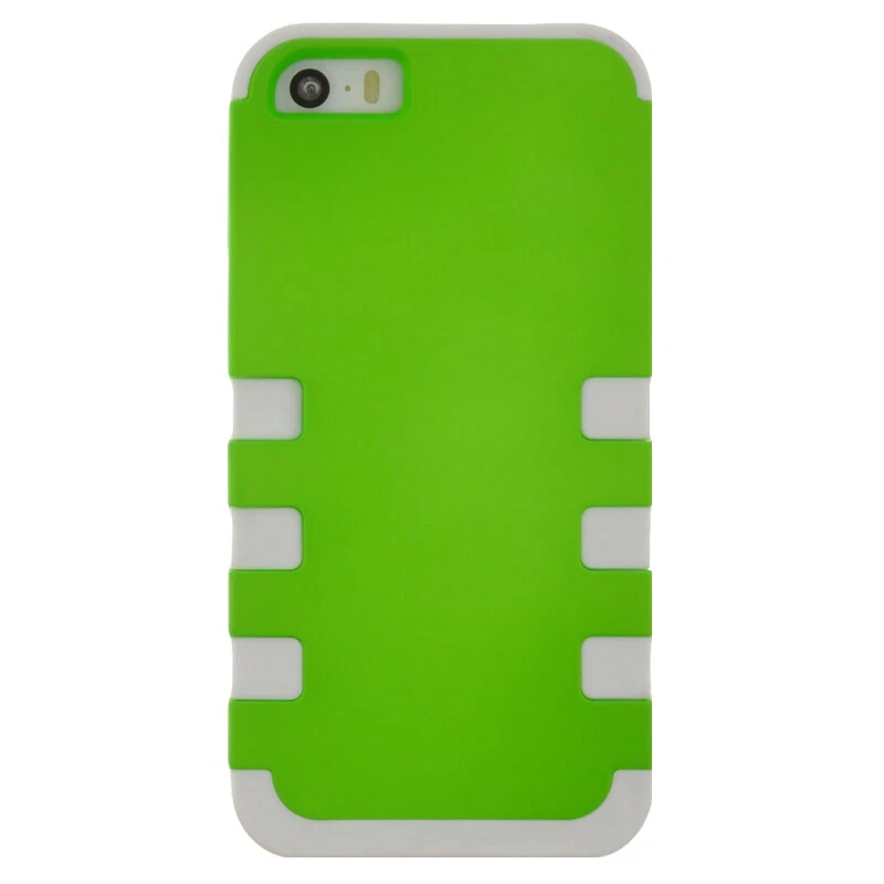 For Apple iPhone 5 5S SE TUFF Hybrid Case for Neon Green White