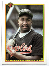 MIKE DEVEREAUX Baltimore Orioles, Dodgers 1990 Topps Bowman Baseball Card #260