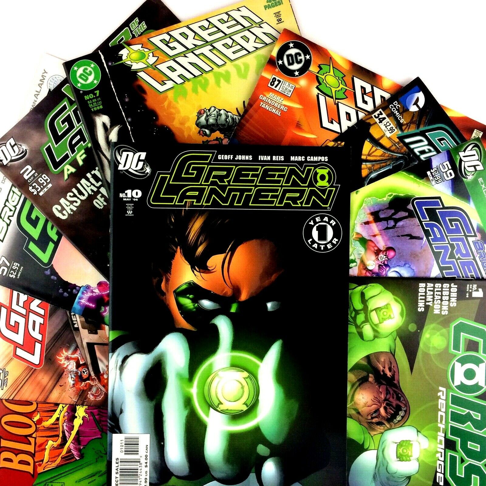 Green Lantern 10 Comic Book Lot DC #1 Recharge Brightest Day Aftermath Annual