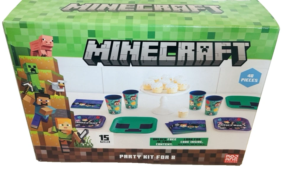 Minecraft Birthday Party Kits for 8 Guests 40 Pcs Total Plates, Napkins, Cups - Image 3 of 4