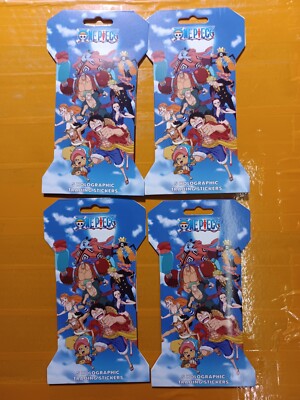 4 PACK ANIME ONE PIECE HOLOGRAPHIC TRADING STICKERS BLISTER PACK SEALED NEW