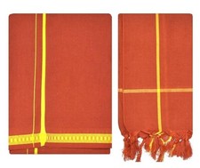 Polycotton Men's Temple Wear Dhoti with Angavastharam Towel Kaavi, 1.92 mtr 