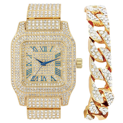 Blinged Out Square Hip Hop Watch Will Hypnotize in a Flashy Way - 0513Sq cuban