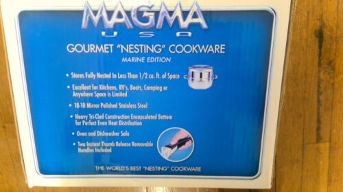 MAGMA ~ Ten (10) Piece Gourmet Nesting Cookware Set 18/10 Stainless Steel - Picture 2 of 4