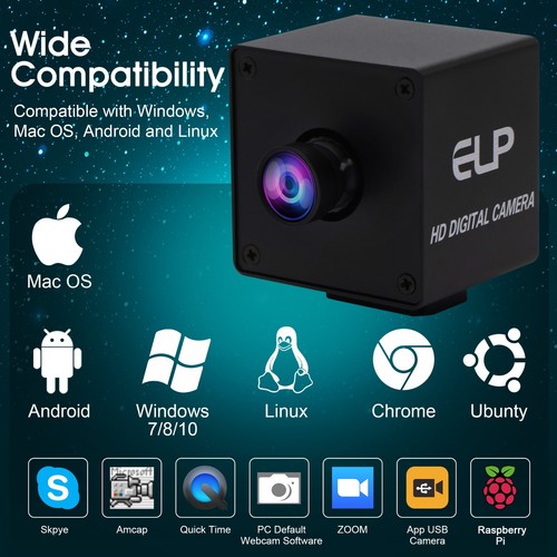 ELP HD USB Camera 13Megapixel IMX214 Mini HD Webcam w/ No Distortion Lens - Picture 9 of 13