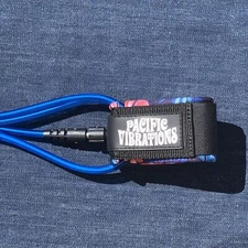 Pacific Vibrations Surfboard Ankle leash 10 ft Blue 7mm double swivels Flower 