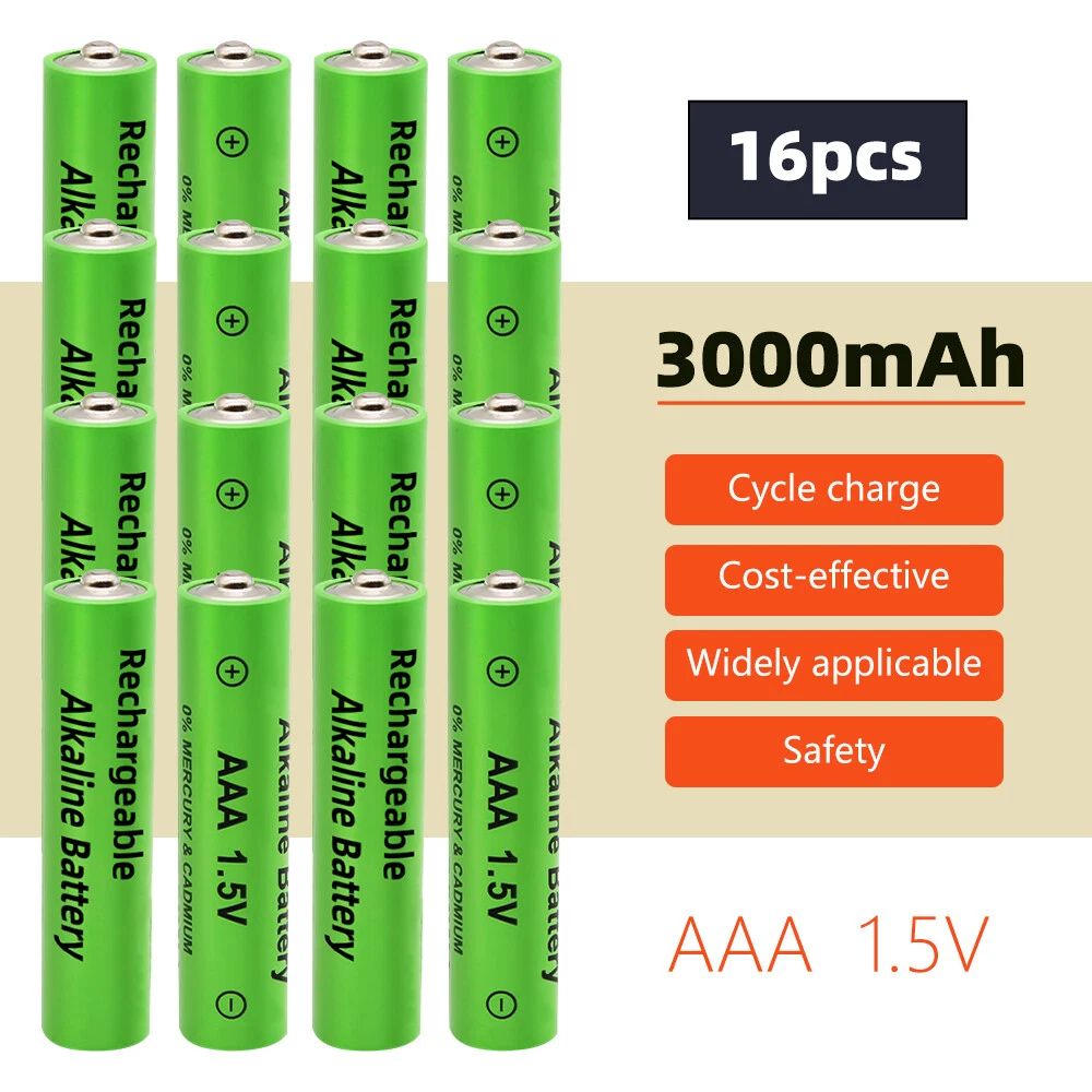 1.5V 3000mAh AA AAA Alkaline Rechargeable Battery LED Light