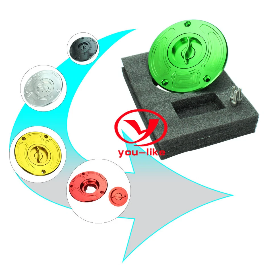 CNC Keyless Gas Fuel Tank Cap Cover For KAWASAKI Z1000 Z750 ZX-6R ZX10R ZX9R - Image 2 of 4