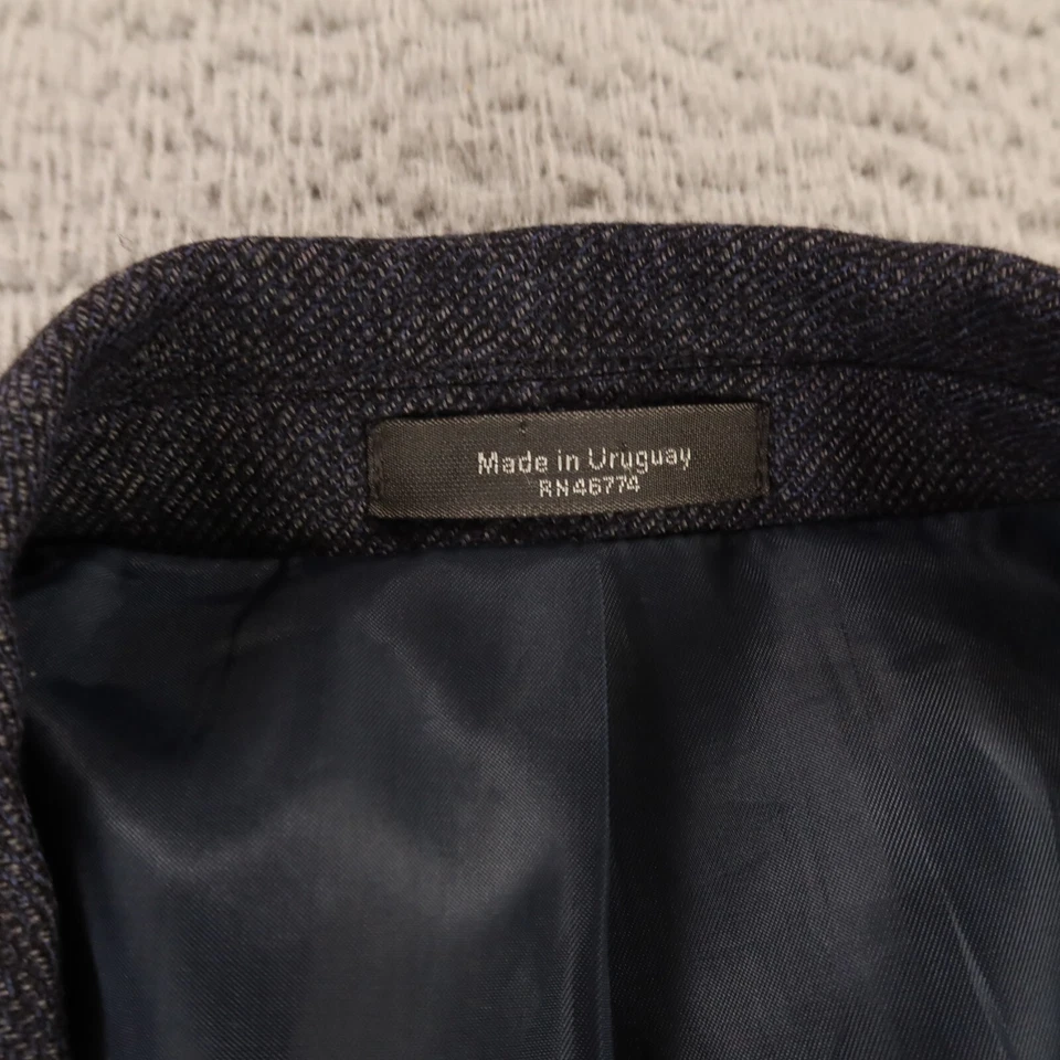 Jaqueta Oleg Cassini M Azul Cinza Marled Lã Cashmere Sarja 43R - Imagem 3 de 4